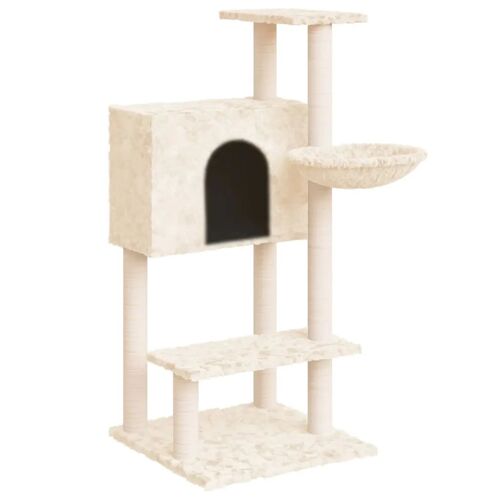 Arbre À Chat Meuble Tour Grimper Jouet Grattage Grattoir Escalade Plateforme Avec Griffoirs En Sisal 108,5 Cm Crème Helloshop26 02_0022452