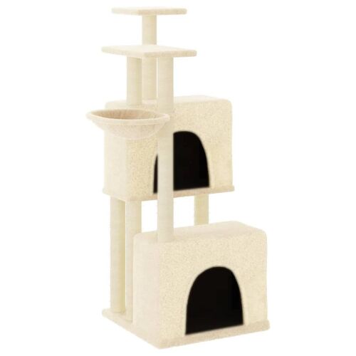 Arbre À Chat Meuble Tour Grimper Jouet Grattage Grattoir Escalade Plateforme Avec Griffoirs En Sisal 122 Cm Crème Helloshop26 02_0022462