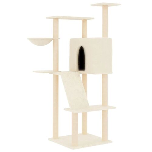 Arbre À Chat Meuble Tour Grimper Jouet Grattage Grattoir Escalade Plateforme Avec Griffoirs En Sisal 143 Cm Crème Helloshop26 02_0022475