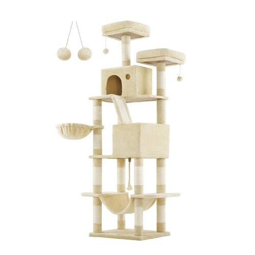 Arbre À Chat Grand Tour De Jeu 60 X 50 X 206 Cm Beige Helloshop26 12_0005988