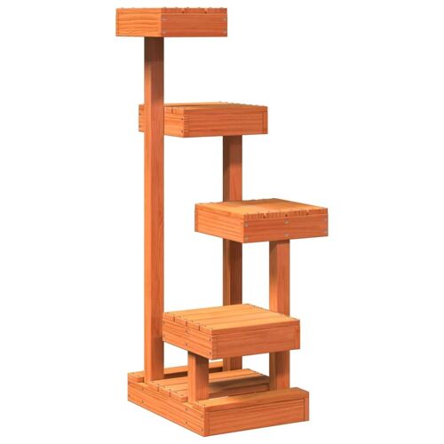 Arbre À Chat Meuble Tour Grimper Jouet Grattage Grattoir Escalade Plateforme Cire 45,5 X 49 X 103 Cm Bois De Pin Massif Marron Helloshop26 02_0022748