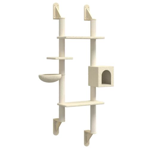Arbre À Chat Meuble Tour Grimper Jouet Grattage Grattoir Escalade Plateforme Mural Avec Griffoir 180 Cm Crème Helloshop26 02_0022771