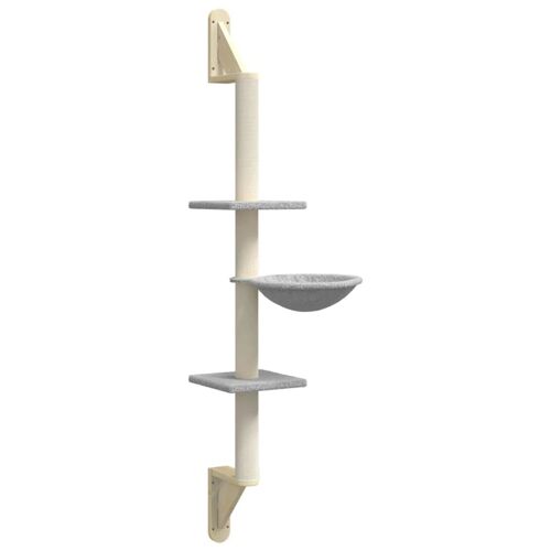 Arbre À Chat Meuble Tour Grimper Jouet Grattage Grattoir Escalade Plateforme Mural Avec Griffoir Clair 142,5 Cm Gris Helloshop26 02_0022774