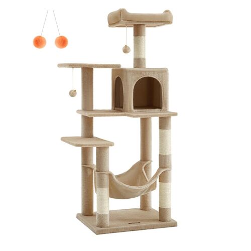Arbre À Chat Hamac Tour De Jeux 143 Cm Gris Clair Helloshop26 12_0003853