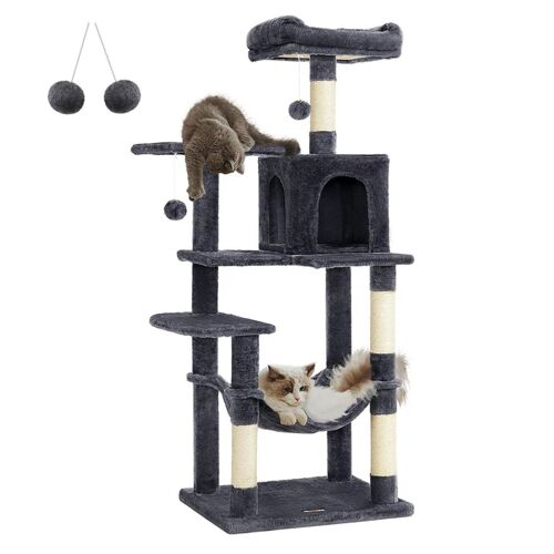 Arbre À Chat Hamac Tour De Jeux 143 Cm Gris Anthracite Helloshop26 12_0003846