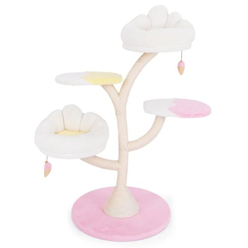 Arbre À Chat Multicouche 123 X 59 X 25 Cm Sécurisé Avec 2 Perchoirs Douillets Et Griffoir En Sisal En Rose Helloshop26 20_0010155