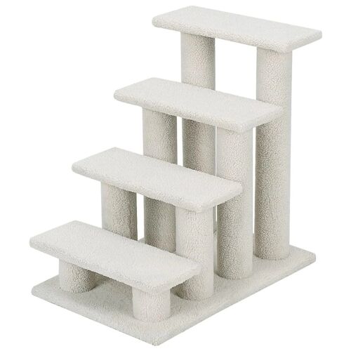 Arbre À Chat En Escalier 60,5 X 40 X 60 Cm Espace Idéal Pour Plusieurs Chats Design Moderne En Cachemire Blanc Helloshop26 20_0010123