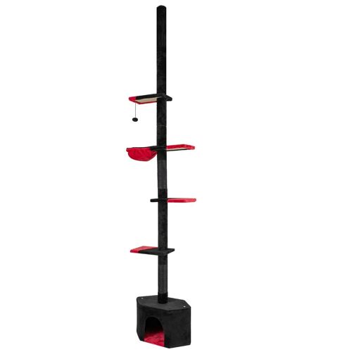 Arbre À Chat Gothique Réglable 245-300 Cm Avec 5 Niveaux Adapté Aux Petits Espaces En Mdf Noir Et Rouge Helloshop26 20_0017235