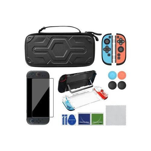 Kit protection Nintendo Switch 2 étui EVA imperméable avec verre trempé 9H, housse PU, 4 caches joystick, 10 emplacements jeux