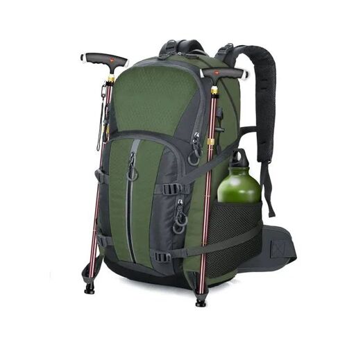 Sac à dos trekking imperméable nylon 42L sac randonnée montagne 57x34x22 cm ceinture ventrale sangles renforcées vert olive pour
