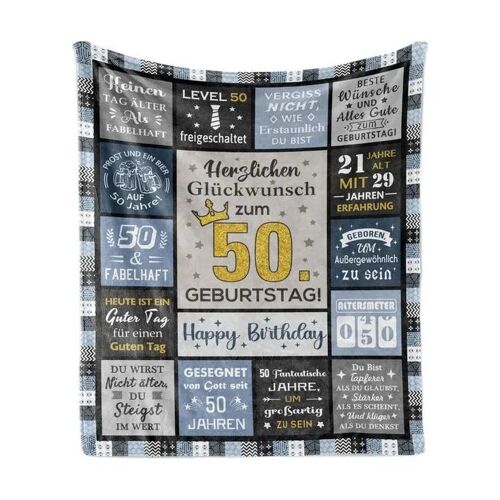 Plaid Couverture Personnalisable 50 Ans Polyester Doux Impression Durable 150 X 130 Cm Pour Homme Idée Cadeau Papa Grand-Père