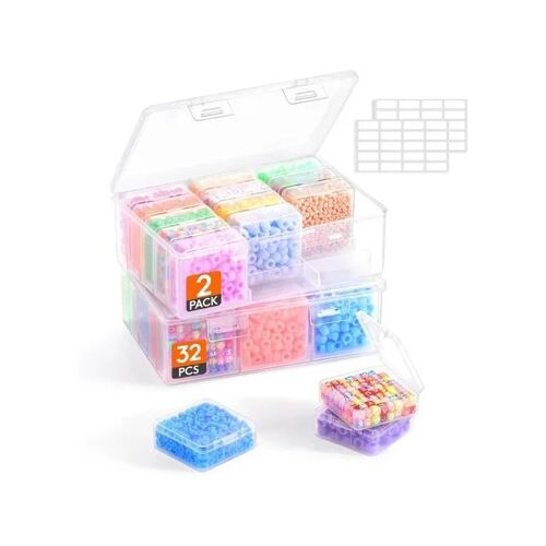 Lot 2 boîtes organisatrices pour petits objets plastique renforcé parois amovibles système anti-glissement 5,36 x 5,36 x 2 cm