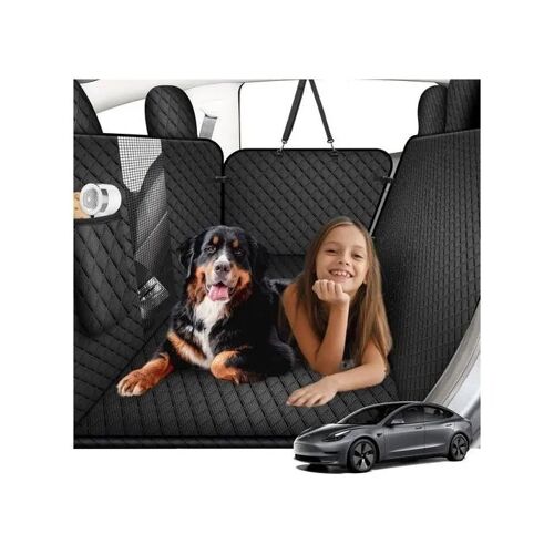 Tapis Protection Chien Voiture Arrière Hamac Imperméable Noir Polyester Épais, Avec Sangles Réglables Attaches Rapide