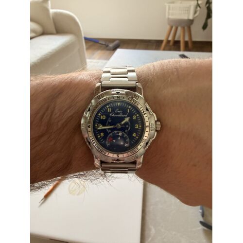 Montre Eric Chevillard Homme Acier Inoxydable Cadran Bleu Boussole