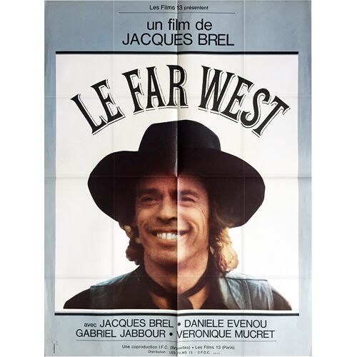 Le Far West - Affiche De Cinéma Pliée - Format 120x160 Cm - De Et Avec Jacques Brel, Danièle Évenou, Gabriel Jabbour, Véronique Mucret, Lino Ventura - 1973