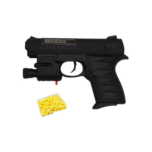 Pistolet À Billes Compact 15 Cm Avec Laser Bleu Intégré - Réplique Ludique Design, Énergie 0,13 Joule, 18 Billes Incluses