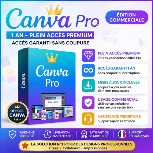 Canva Pro Édition Commerciale Business ¿ 12 Mois | Idéal Freelances &amp; Entreprises | Support Sav 7j/7
