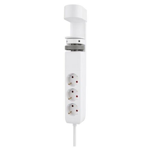 Neomounts - Coupe-circuit - USB-C + USB-A - CA 230 V - 3680 watt - entrée : Type F - connecteurs de sortie : 3 (2 x 24 broches USB-C (PD), USB, 3 x alimentation Type F) - 1.4 m cordon - blanc - avec support de bureau à pince