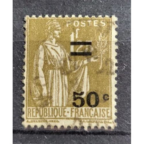 Timbre France - Yt 298 - 50c Sur 1f25 - 1934 - Paix, Couleur Olive