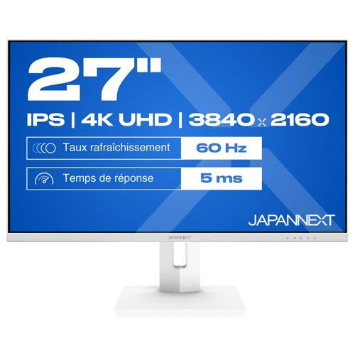 JAPANNEXT JN-IPS270UHD60F-C65W-HSP-W - Écran LED - 27" - 3840 x 2160 4K @ 60 Hz - IPS - 400 cd/m² - 1200:1 - HDR10 - 8 ms - HDMI, DisplayPort, USB-C - haut-parleurs