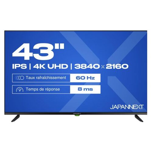 JAPANNEXT JN-IPS430UHD60F - Écran LED - 43" - 3840 x 2160 4K @ 60 Hz - IPS - 250 cd/m² - 1200:1 - HDR10 - 8 ms - 3xHDMI - haut-parleurs