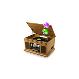 Tourne-Disque - Britz BZ-TP070 - 2x50W- 33/45/78 - USB SD / Bluetooth RADIO FM / Lecteur CD/Casette, Stéréo - Bois, Boules Disco