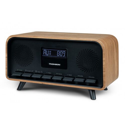 Thomson RT850BT ¿ Radio-réveil & Enceinte Bluetooth Vintage 30W avec Radio FM et Double Alarme