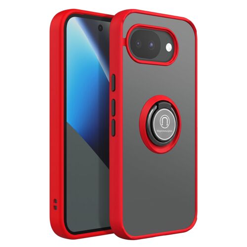 Coque Anneau pour Google Pixel 10a Protection Renforcé avec Bague Magnétique Rouge