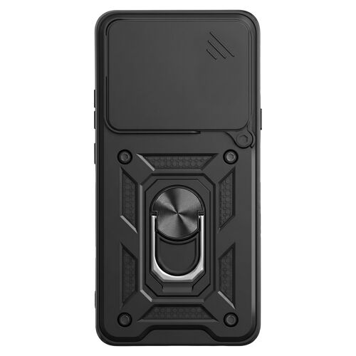 Coque pour Motorola Signature avec Bague Support et Cache Caméra Coulissant Noir