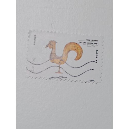 Timbre France Lettre Verte 20g Autoadhesif Oblitéréc Yvert N° 778 Les Animaux Dans L'Art Le Coq En Laiton De 2013