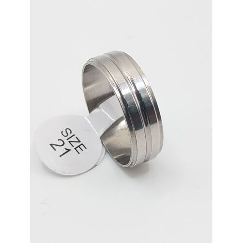 Bague En Acier Inoxydable,Métal Argenté,Gravure Ligne Simple,Taille 20.70 Mm