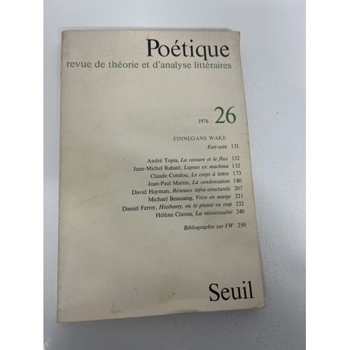 Poétique N°26 — Finnegans Wake — Seuil — 1976