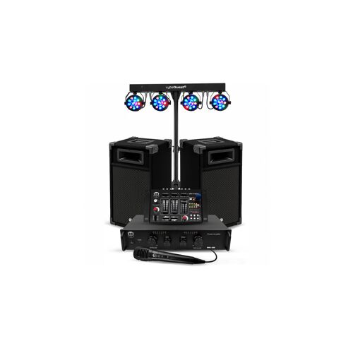 Pack sonorisation 50 100 personnes Initiation DJ Enceintes Ampli Table de Mixage Bluetooth, Kit d'éclairage EOS LED, Evènements