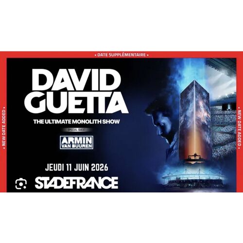 Vends 1billet Catégorie 1 Pour Concert David Guetta Le 11.06. Place Assise.