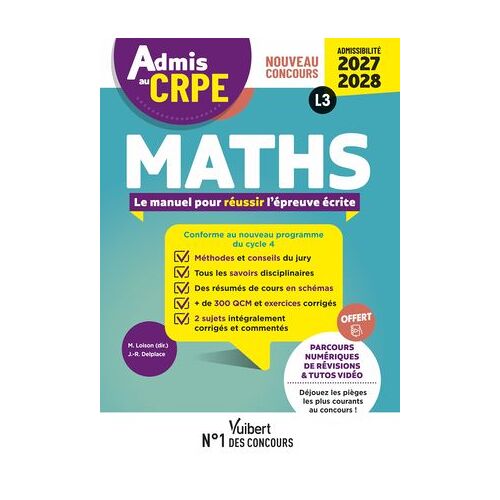Admis Au Crpe 2027-2028 - Maths : Epreuve Écrite D'admissibilité L3