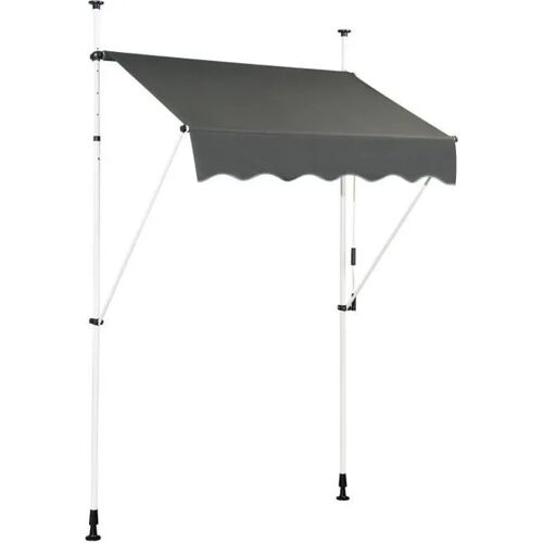 Costway Store Banne Manuel Rétractable Sans Perçage 150x125cm-Angle,Hauteur Réglable-En Métal Et Tissu-Fenêtre,Balcon,Jardin-Gris