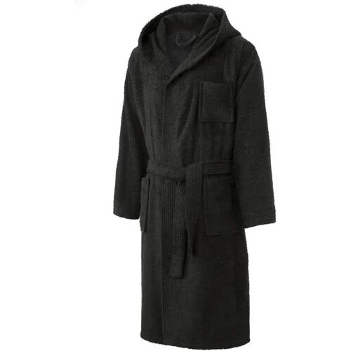 Peignoir À Capuche Celinatex Arizona En Coton Éponge 100% Noir Taille M, Très Absorbant 400 G/M², 2 Poches, Ceinture À Nouer