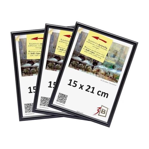 Cadres photo classiques lot de 3 15x21 cm verre acrylique noir MDF porte-photo facile à changer support vertical/horizontal pour