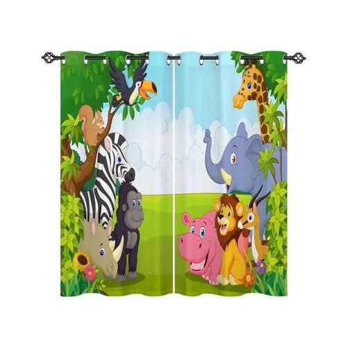 Rideaux Occultants Anhope Lot De 2 160x132 Cm Animaux De La Savane En Polyester Haute Densité Tissage Triple Triple Weave ?illets