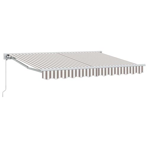 Vidaxl Auvent Rétractable Manuel Gris Clair Et Blanc 4 × 3,5 M