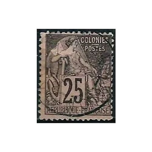 France, Colonies Générales 1881, Beau Timbre Classique Yvert 54, Type Alphée Dubois 25c. Noir, Oblitéré, Tbe -