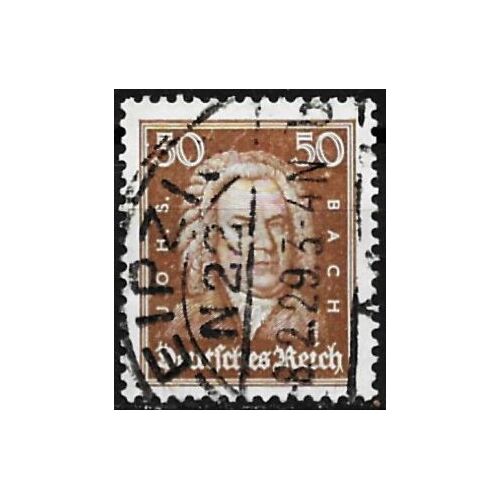 Allemagne, République De Weimar, 1926-27, Beau Timbre Yvert 388 - Jean Sebastien Bach, 50 Pf. Brun, Oblitéré Tbe.