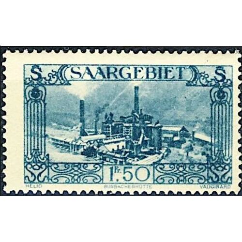 Allemagne, Land De Sarre Sous Administration Française 1927, Beau Timbre Yvert 117, Aciéries De Burbach 1f.50 Bleu Foncé, Neuf*