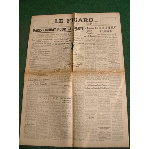 Ww2 France Journal Francais " Le Figaro 24 Aout 1944 ' Époque Libération De Paris (39-45) Be