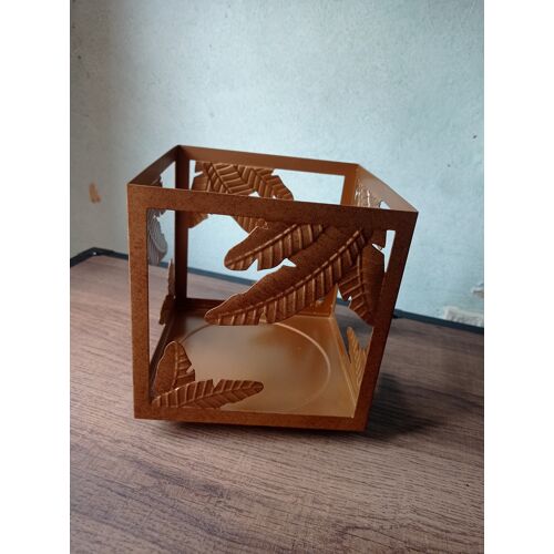 Porte-pot à bougie carré doré "Partylite"