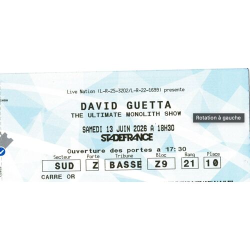 Places Concert David Guetta Carré Or
