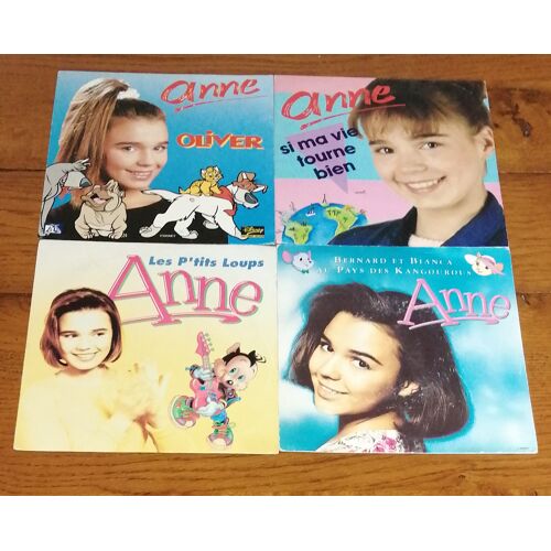 Lot 4 X Sp 45t 7" Vinyle Anne Meson " Oliver + Si Ma Vie Tourne Bien + Les P'Tits Loups + Bernard Et Bianca Au Pays Des Kangourous Walt Disney Records Ades