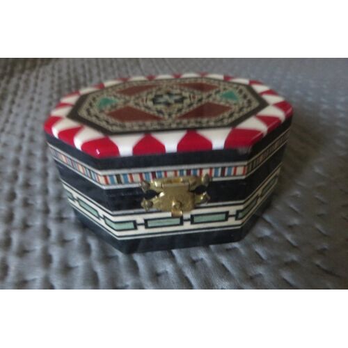 Boite Hexagonale Marquetée Multicolore 3/1