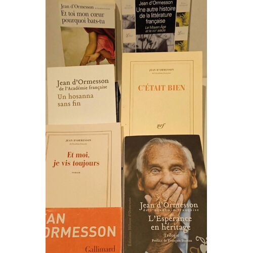 Lot De 6 Livres De Jean D Ormesson, Et Toi, Une Autre Histoire, Un Hosanna, C Était Bien, Et Moi Je Vis, L' Espérance En Héritage