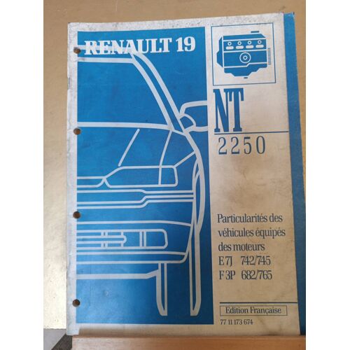 Manuel D’Atelier Nt 2250 Renault 19 R19 Phase 2 Moteurs E7j F3p Particularités
